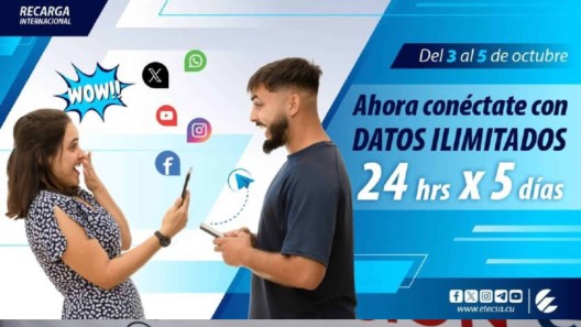 ¡Datos ilimitados las 24 horas! Desde hoy nueva recarga internacional de ETECSA