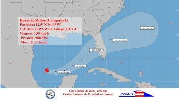 Instituto de Meteorología de Cuba emite aviso de ciclón tropical sobre Huracán Milton