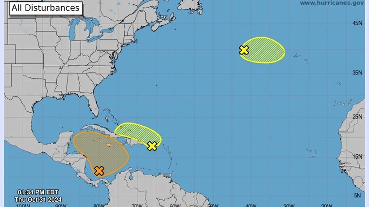 NHC advierte de perturbaciones con potencial de desarrollo ciclónico en las cercanías de Cuba