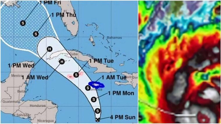 Aviso 1 del Centro Nacional de Huracanes: Será huracán antes de llegar a Cuba. Cono de trayectoria desde Matanzas hasta Pinar del Río