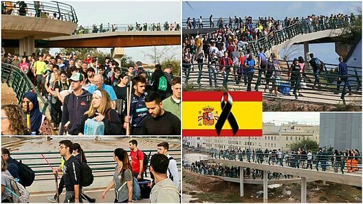 Conmovedoras imágenes: Largas marchas de voluntarios españoles con escobas y víveres para ayudar a los suyos