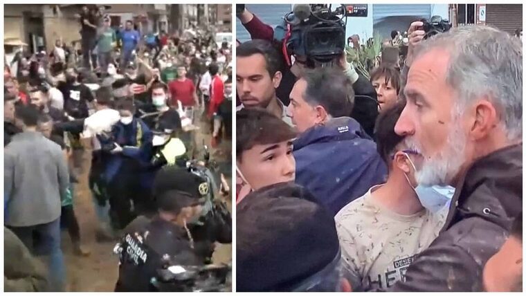 Lanzan piedras, palos y barro a los reyes de España en su visita a Valencia