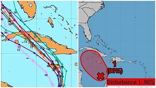 NHC: 90% de probabilidad de desarrollo ciclónico. Recomiendan enviar avisos de ciclón tropical a partir de hoy para Jamaica, Cuba y la Española