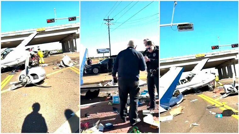 Avión se estrella sobre una carretera de Texas