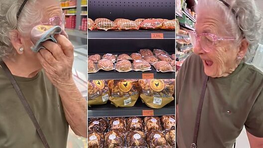 Abuelita cubana se emociona y llora al ver tanta comida en mercado español