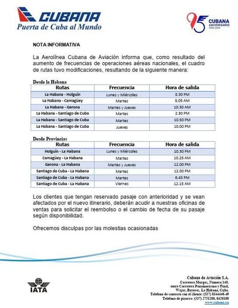 cambios cubana vuelos