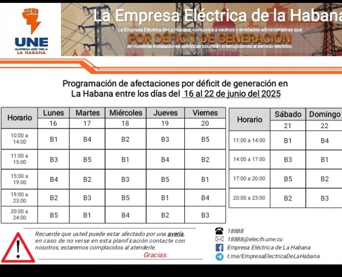 calendario apagones habana