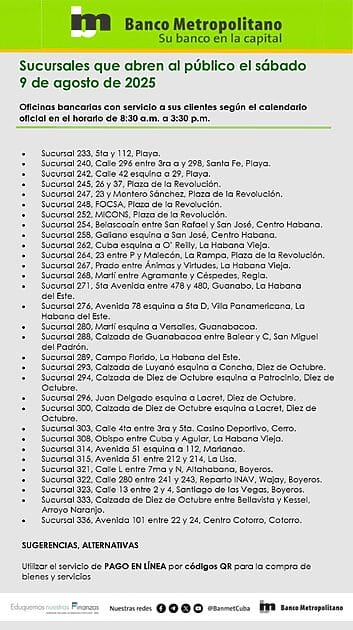 9 agosto sucursales