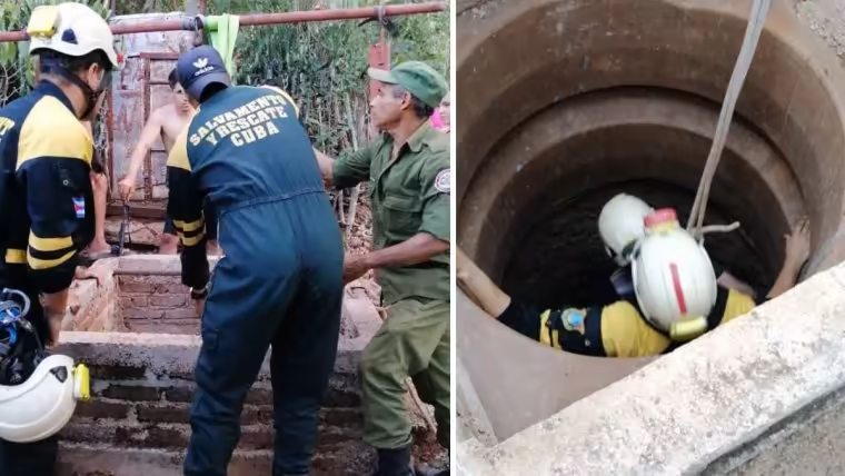 Técnicos de rescate salvan con vida a un hombre que cayó en un pozo en Holguín