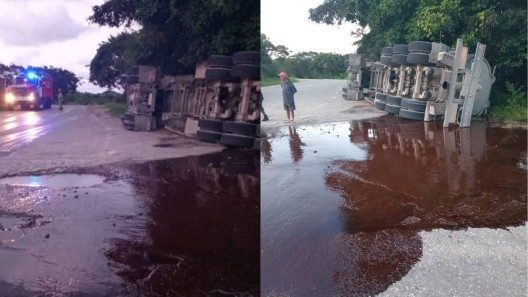 Camión de CUPET derrama miles de litros de petróleo en la Vía Blanca