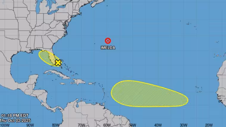 Dos ondas tropicales en vigilancia en el Atlántico mientras Imelda se convierte en ciclón extratropical