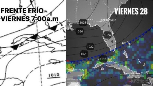 Frente frío dejará lluvias y viento en el occidente de Cuba a finales de semana