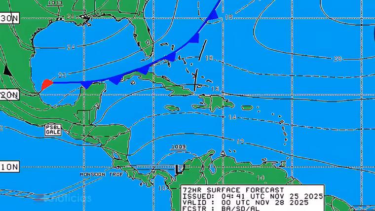 Frente frío se acerca a Cuba con lluvias y descenso de temperaturas