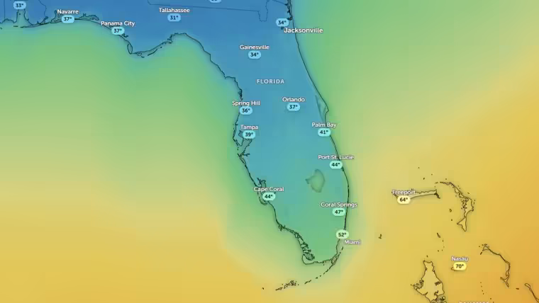 Alerta de frío inusual en Miami: se anuncian mínimas casi récords este martes