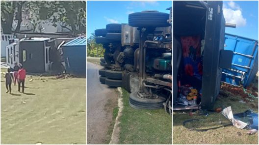 Accidente en Cuba: Se vuelca una rastra con contenedores en el occidente del país