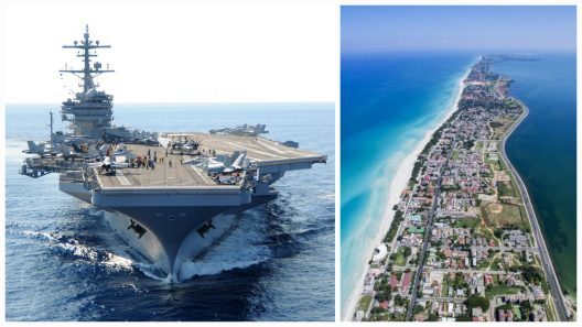 Embarcaciones militares y un gran portaaviones de Estados Unidos a solo 96 kilómetros de Varadero
