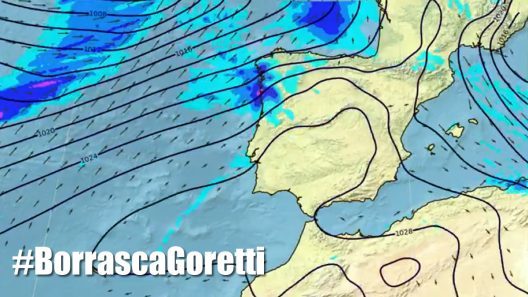 La borrasca Goretti llega a España con ciclogénesis explosiva y activa avisos por viento y lluvias