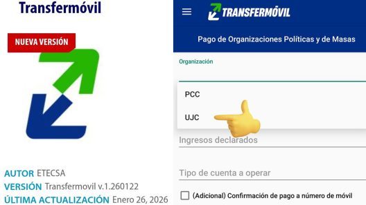 Nueva versión de Transfermóvil: ahora también permite pagar «cuotas políticas»