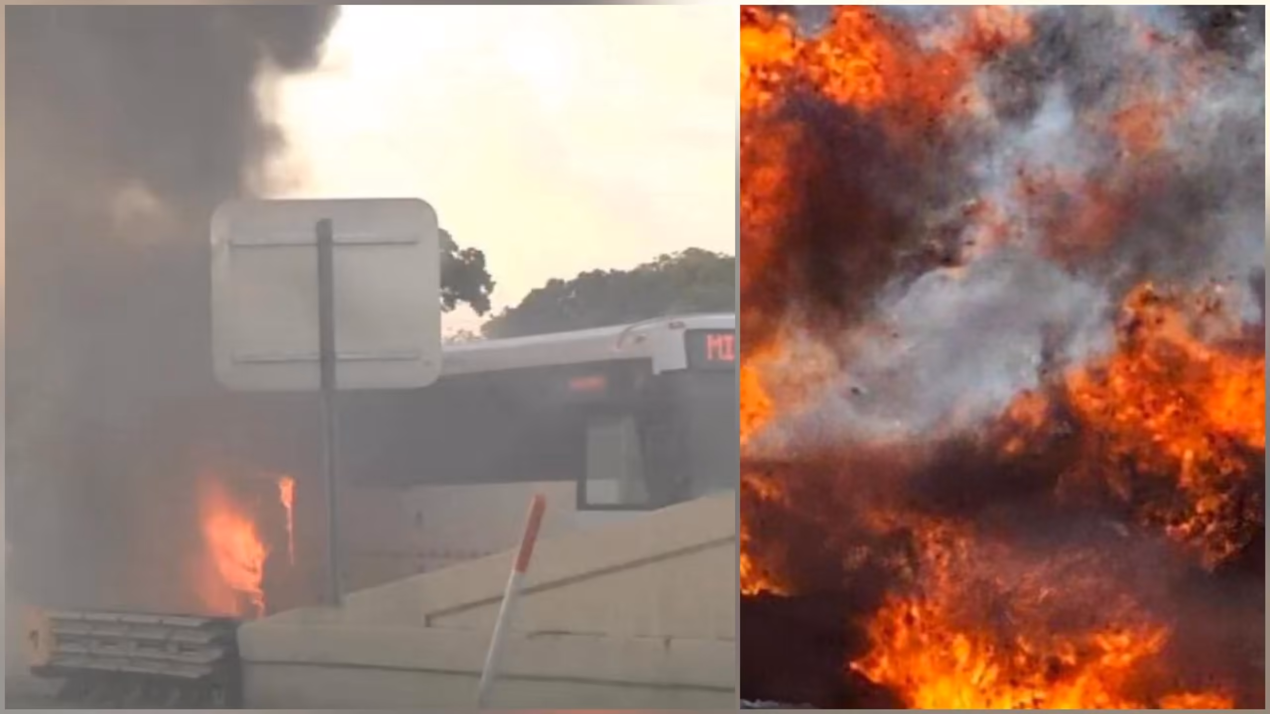 Explosión e incendio paralizan transitada autopista de Miami: enorme columna de humo alarma a conductores