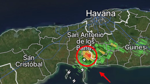 Tormentas fuertes afectan zonas de Artemisa y Mayabeque tras aviso del pronóstico del tiempo