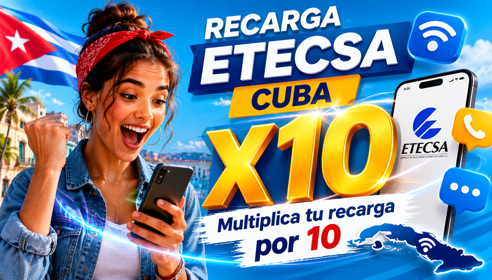 ETECSA lanza nueva recarga por un solo día: multiplica el saldo por 10 y datos ilimitados
