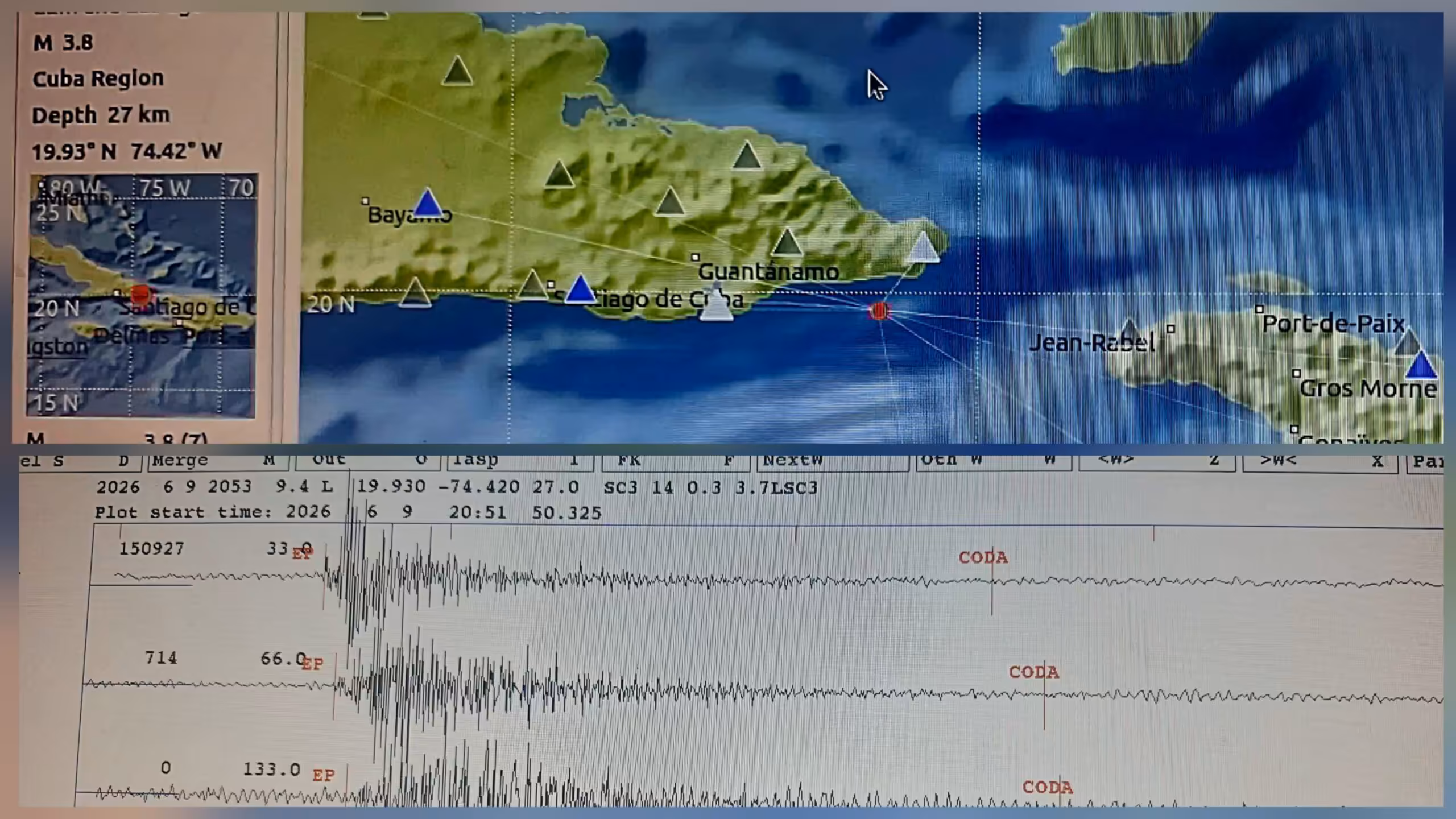 Terremoto de magnitud 3.8 sacude el sureste de Guantánamo tras el fuerte sismo registrado en Pinar del Río
