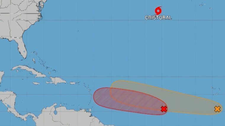 Se forma la tormenta tropical Cristóbal en el Atlántico mientras otro sistema alcanza 80 % de probabilidad de desarrollo