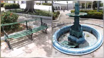 Vandalismo en Cienfuegos daña bancos, verjas y jardineras