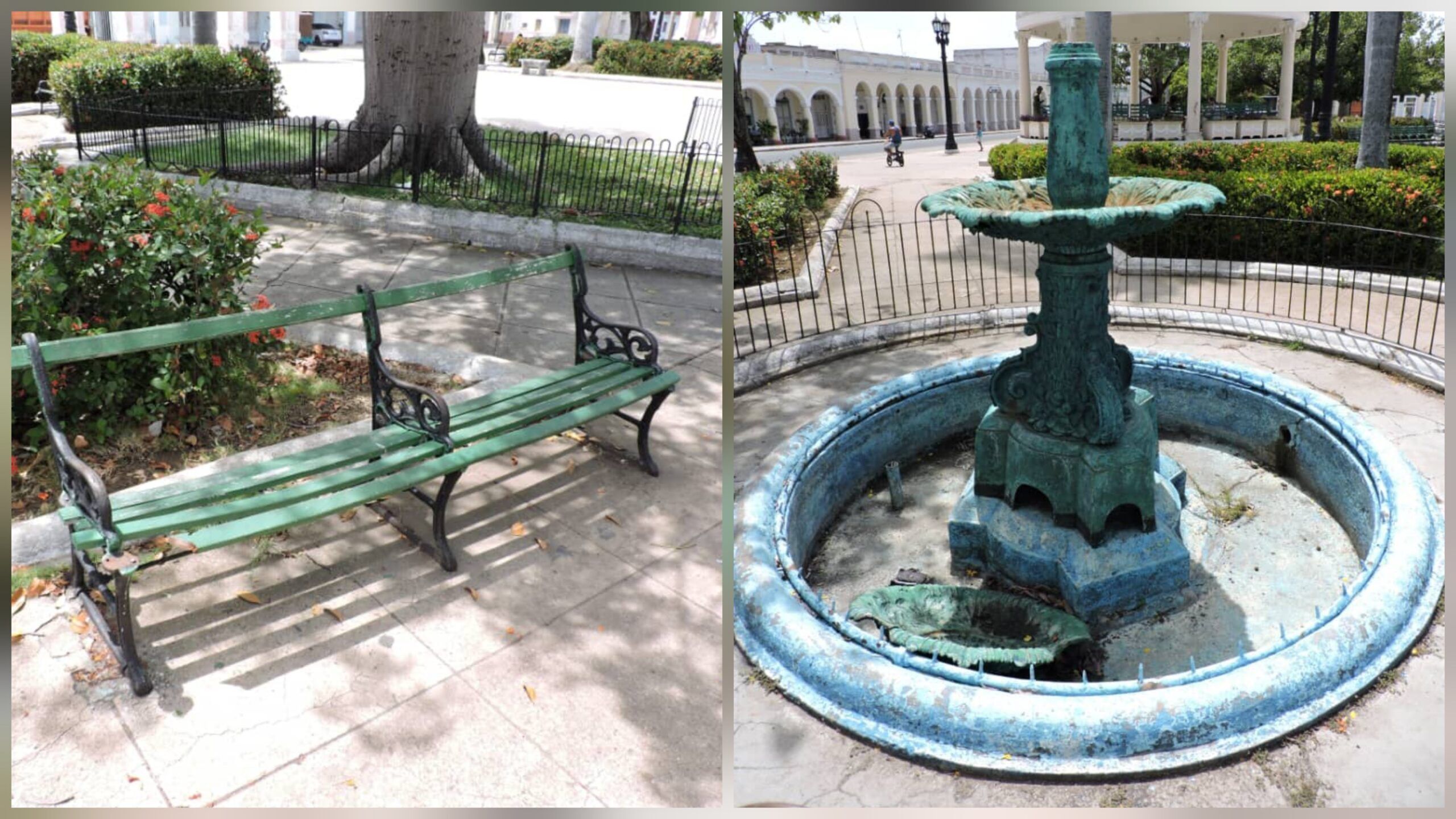 Vandalismo en Cienfuegos daña bancos, verjas y jardineras