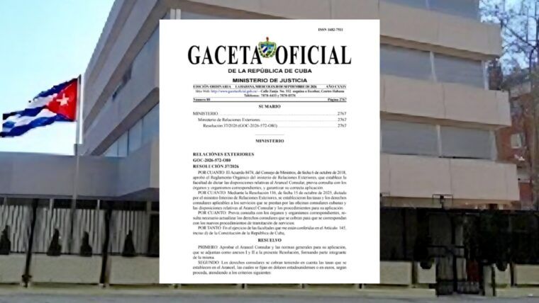 Gaceta del nuevo arancel consular cubano: cobros y exenciones desde octubre
