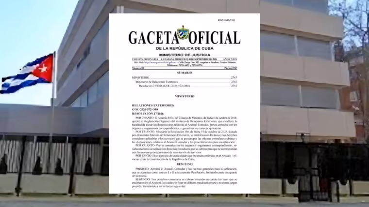 Gaceta del nuevo arancel consular cubano: cobros y exenciones desde octubre