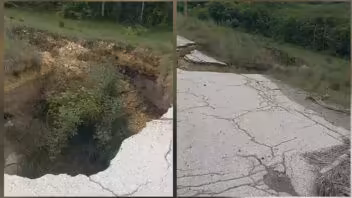Un bache en Perea se convierte en el «jacuzzi» de Yaguajay