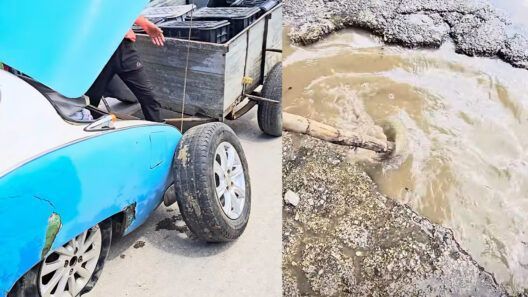 Profundo hueco en la Circunvalante de Sancti Spíritus causa daños a varios vehículos
