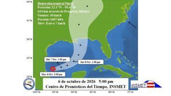 INSMET emite Aviso de ciclón tropical No. 1 por la Depresión Tropical Nueve en el Golfo de México