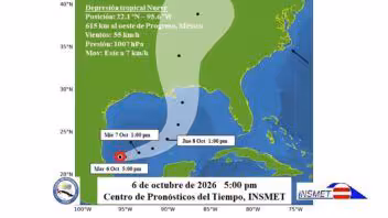 INSMET emite Aviso de ciclón tropical No. 1 por la Depresión Tropical Nueve en el Golfo de México