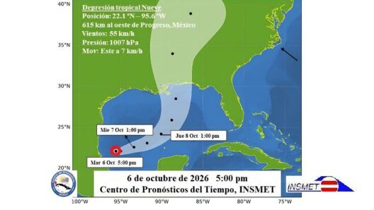 INSMET emite Aviso de ciclón tropical No. 1 por la Depresión Tropical Nueve en el Golfo de México