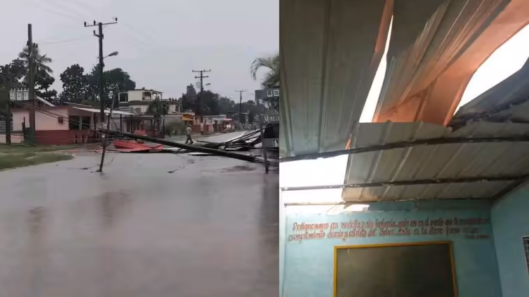 Tormenta en Perico daña una escuela, una cooperativa y el banco de Máximo Gómez