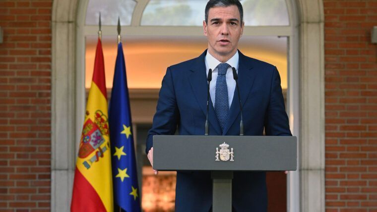 Pedro Sánchez durante una declaración institucional en La Moncloa